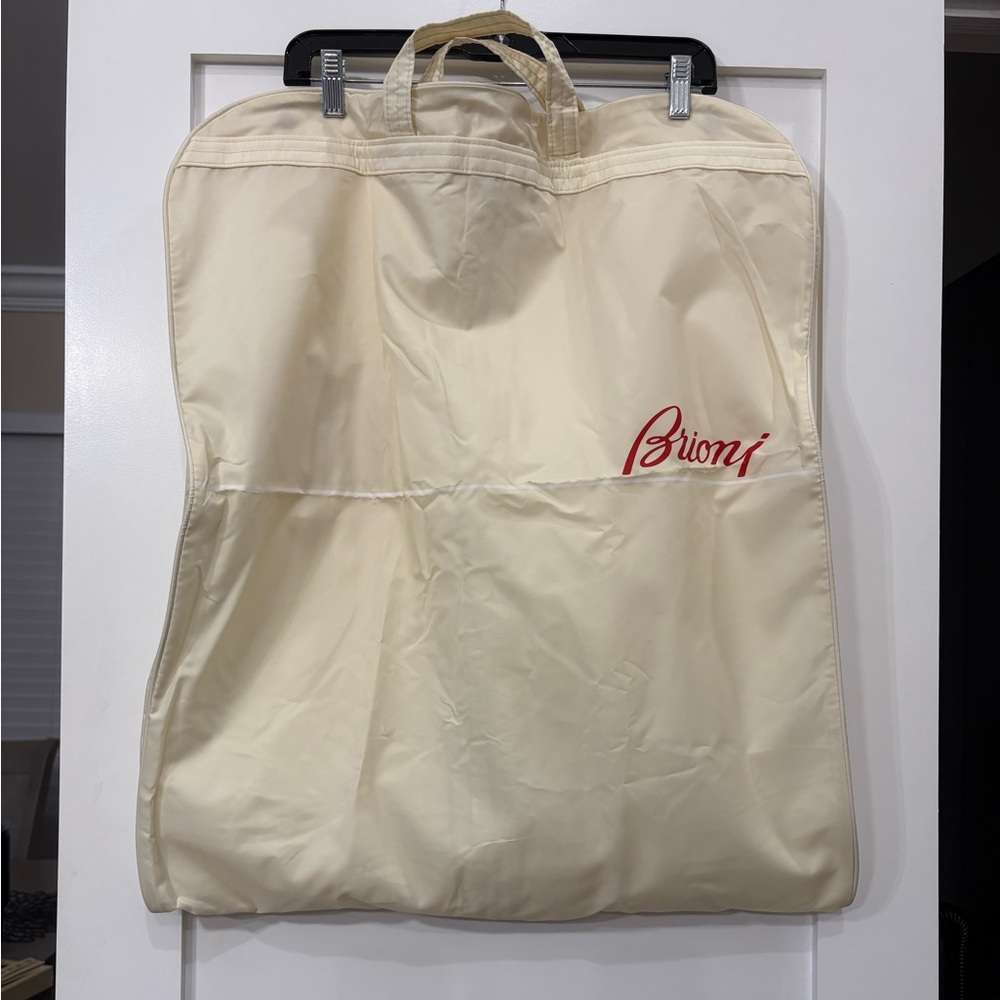 NEW Brioni Beige "Brioni" Logo LARGE Garment Travel Suit Coat Hang Bag 54” Long